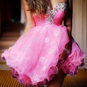 Sherri Hill 21074 Barbi Pink Strapless Embroidered Rhinestone Mini Dress 2 XS S